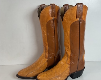 Rudel Cream Leather Western Boots Rudel Cream Ostrich Leather Embossed Pointed Toe Western  main image 3