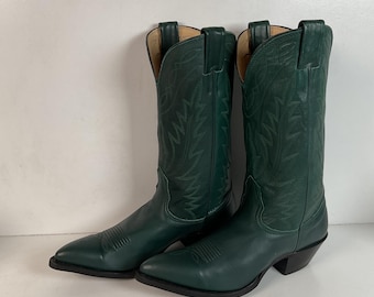 Vintage Nocona Cowgirl Boots | USA Made | Green | 7.5 B
