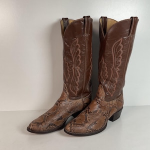 Vintage Tony Lama Python Snakeskin Cowboy Boots | USA Made | Gold Label | 10.5 D