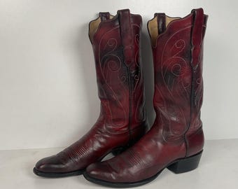 Custom Black Cherry Cowboy Boots | Goat Skin | Extra Narrow | 10.5 AA