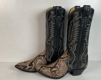 Vintage Acme Snakeskin Leather Cowboy Boots Men