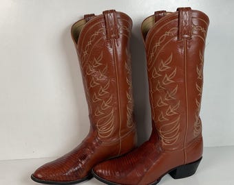 Tony Lama Teju Lizard Cowgirl Boots | Gold Label | Men’s 7.5 C | Women’s 8.5
