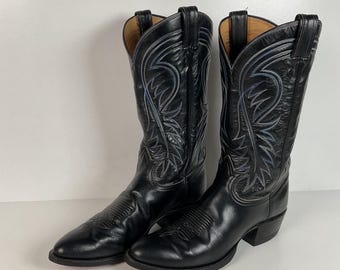 Vintage Tony Lama Cowboy Boots | Gold Label | Black | Extra Narrow | Men’s 11 A