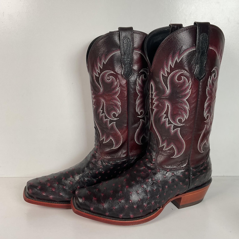Black Cherry Ostrich Cowboy Boots J-Toe main image 0