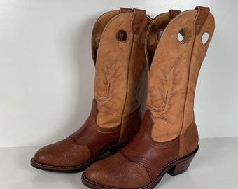 Vintage Larry Mahan El Paso Natural Tan Leather Point toe Cowboy western boots Larry Mahan El Paso Leather Cowboy Western Boot Men 7 Women  main image 2