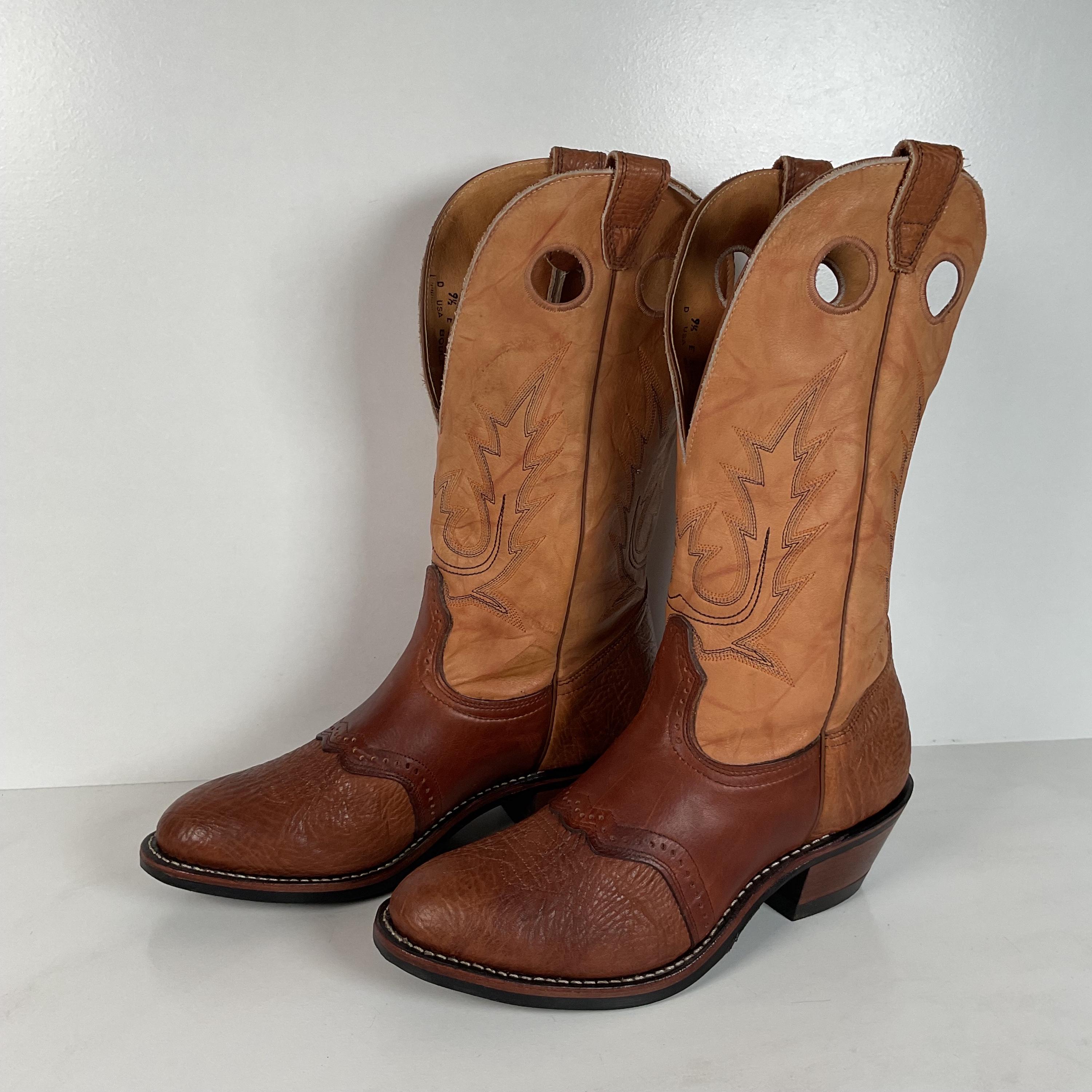 Wrangler Buckaroo Cowboy Boots 10 D Brown Leather with Decor  ~ 260302-WH 1013 Men main image 2
