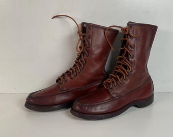 Men's Sz. 9.5 3E | Vintage RUSSELL MOCCASIN Brown Leather 2-eye