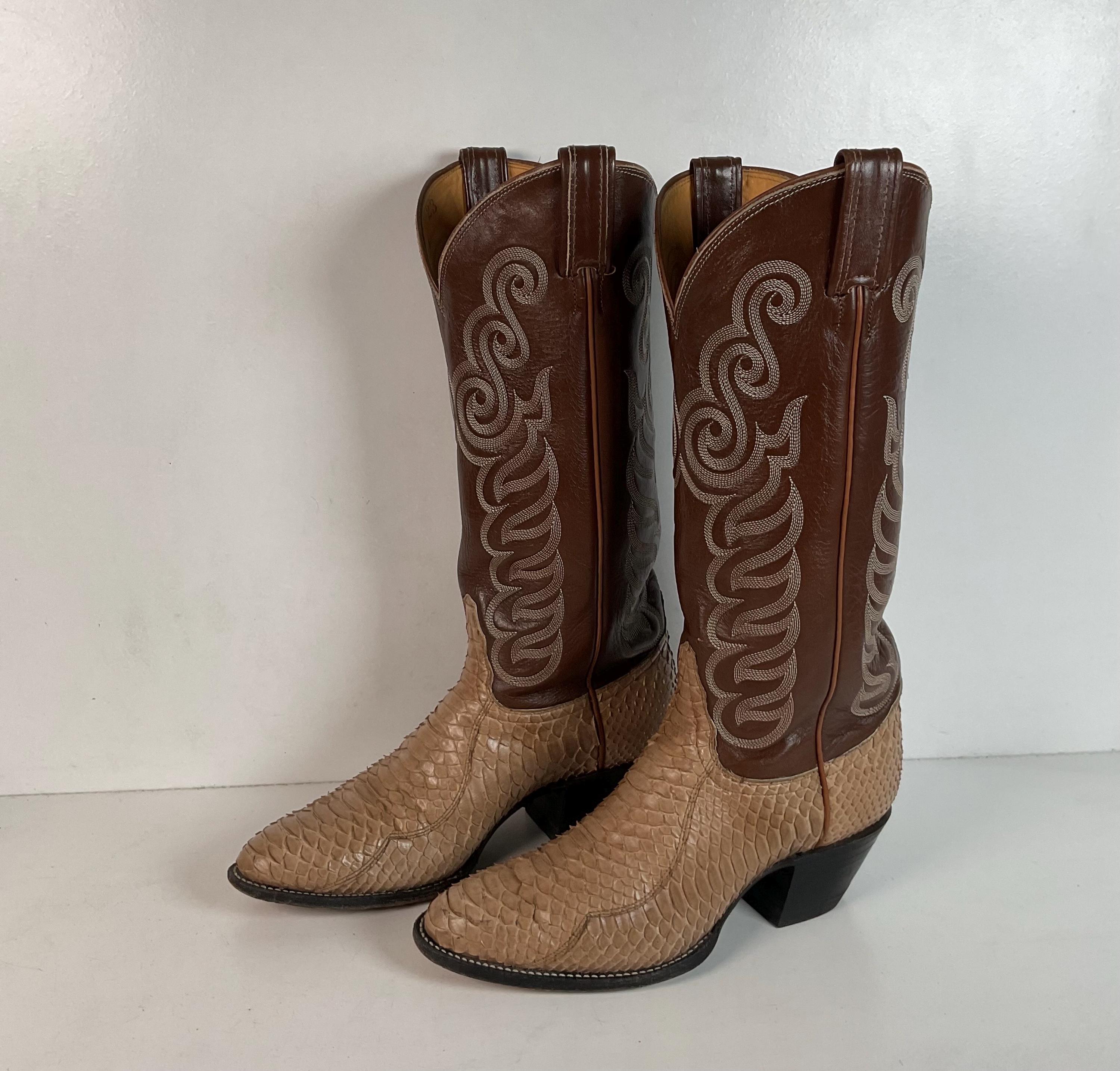 Tony Lama Vintage Snakeskin Boots - Etsy display picture 1