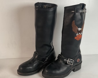 Zabytkowe buty motocyklowe Harley Davidson | Inżynier | Męskie 6,5 | Damskie 7,5