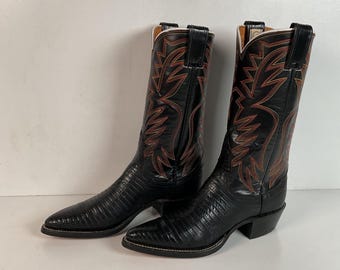 Vintage Nocona Cowboy Boots | Lizard Teju | 60s Era | Women’s 6.5