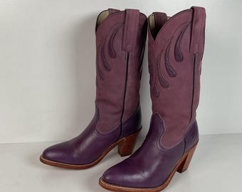 Vintage Frye Cowgirl Boots | Bear Claw | Purple | USA Made | Women’s 6.5 B