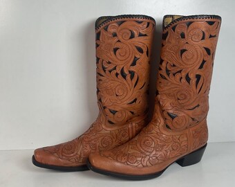 Carrie Cameron Designs Cowboy Boots 12.5 Fully Hand Tooled