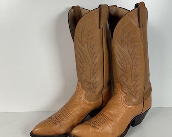Vintage Justin Smooth Ostrich Cowboy Boots | USA Made | Butterscotch | 8 EE