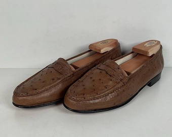 Helene Arpels Ostrich Quill Penny Loafers | Exotic | Brown | 10.5 B