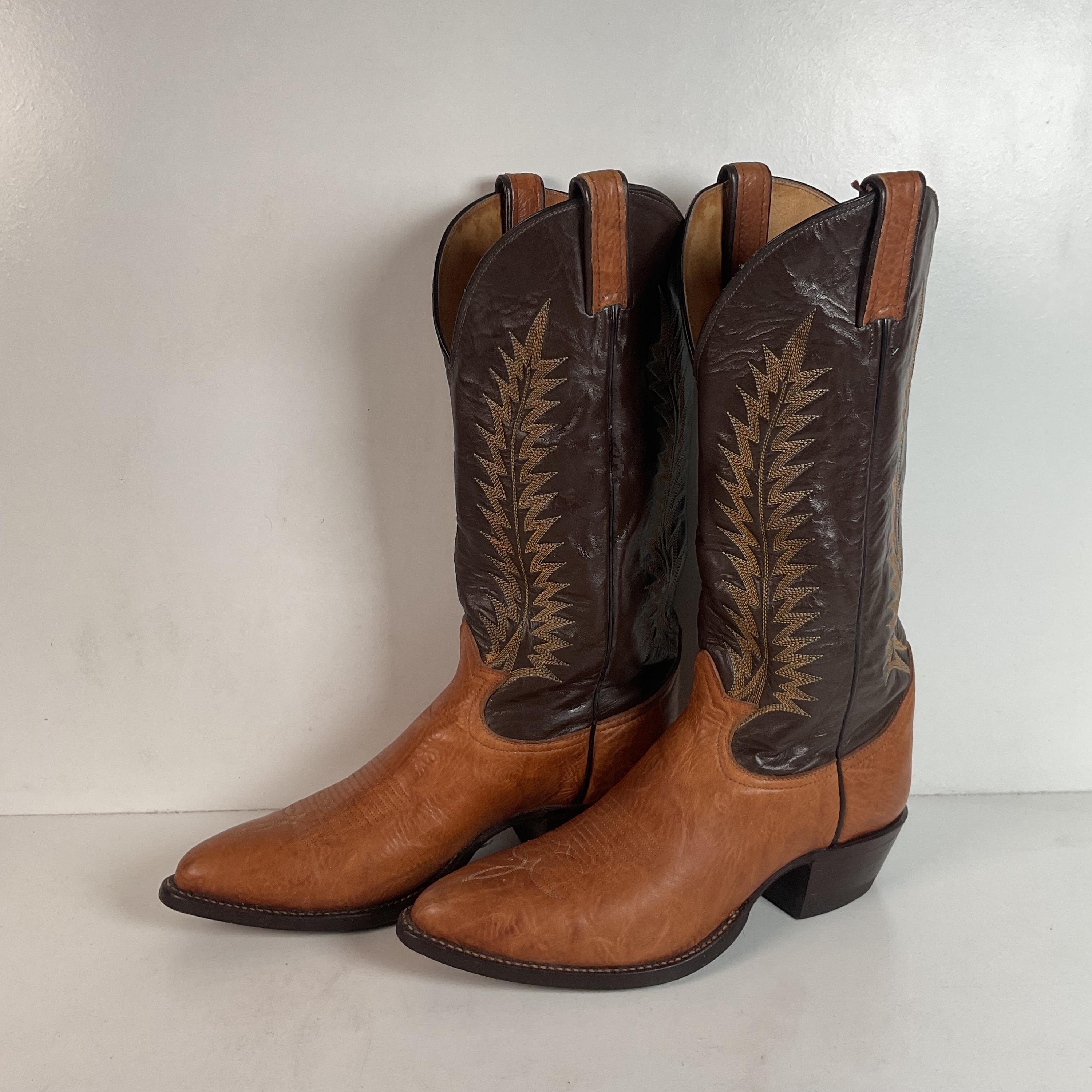 Vintage Tony Lama Gold Label Cowboy Boots | Pecan Bull  display picture 3