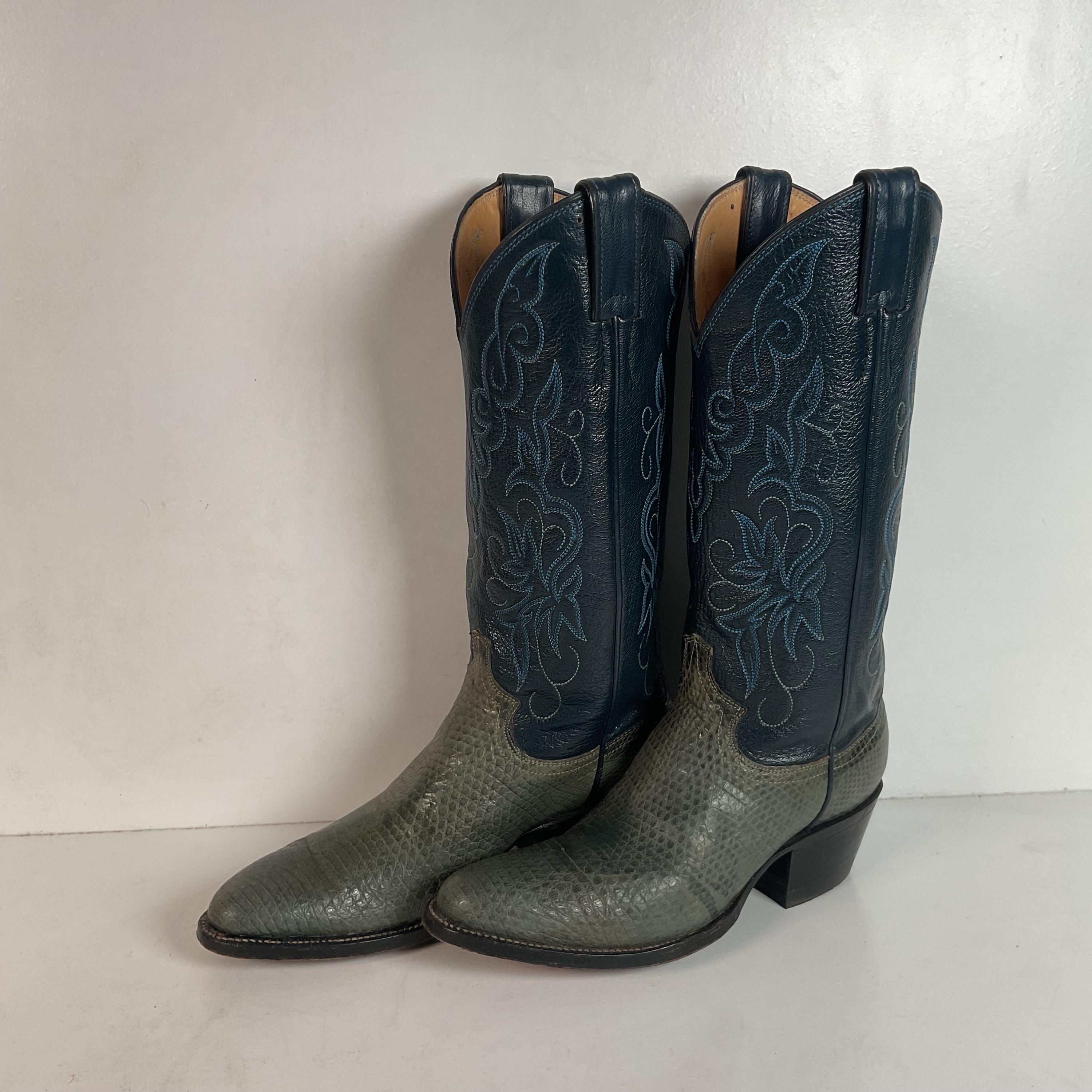 RARE Vintage Tecovas Justin Cowboy Boots Gray‎ Lizard Skin Grey 9D Style S 8357 Olathe Boot Co. | Grey Lizard Boot – Outpost Western Store main image 4