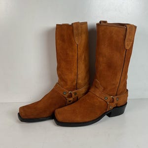 1970s Sears Chocolate Suede Harness Boots Men’s 10 B (Narrow) USA Made Vintage Suede Harness Boots - Etsy main image 3