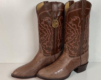 VINTAGE Tony Lama Snake Skin Boots Peanut Brittle Gold Label