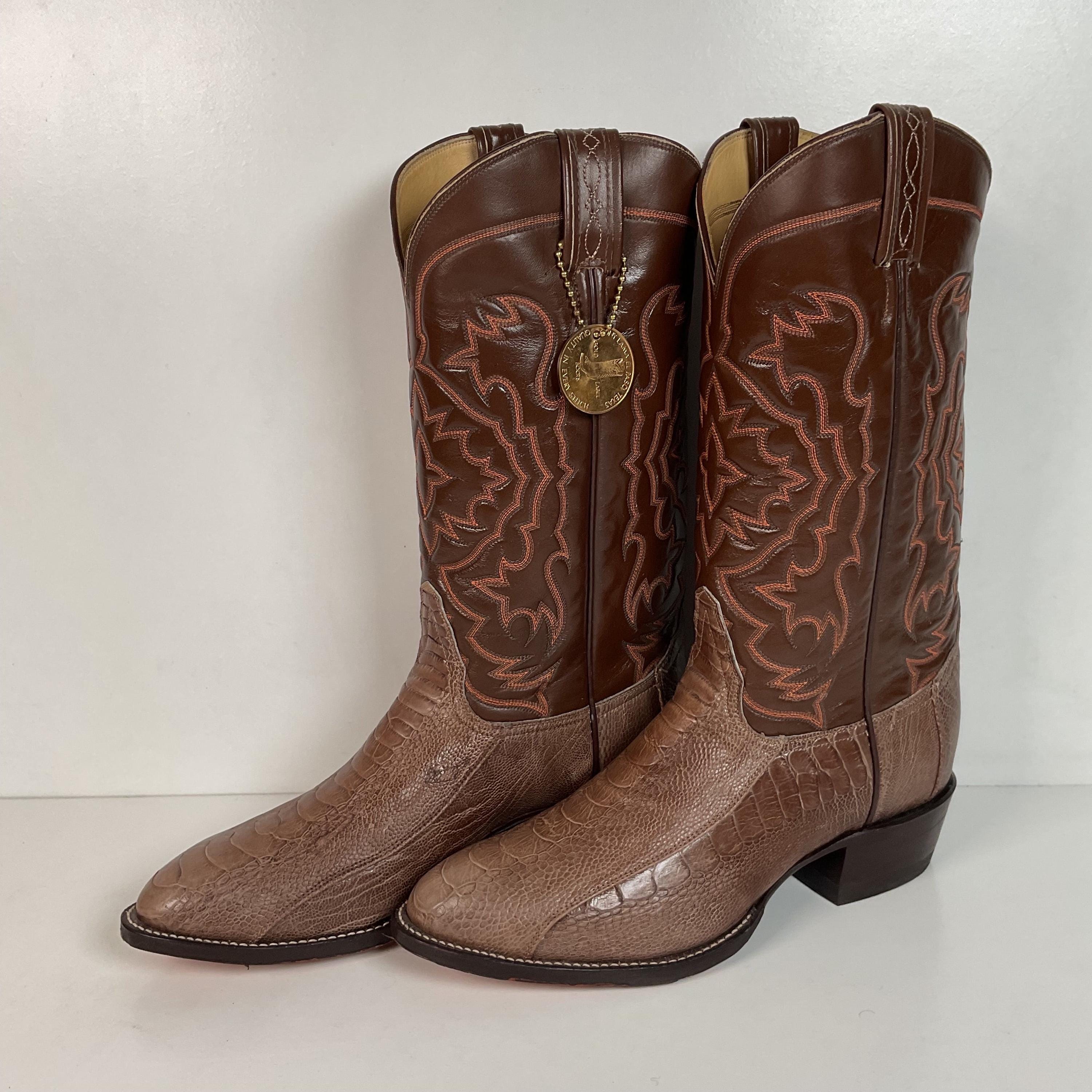 Tony Lama Exotic Ostrich Leg Cowboy Boots 9 D 75th 