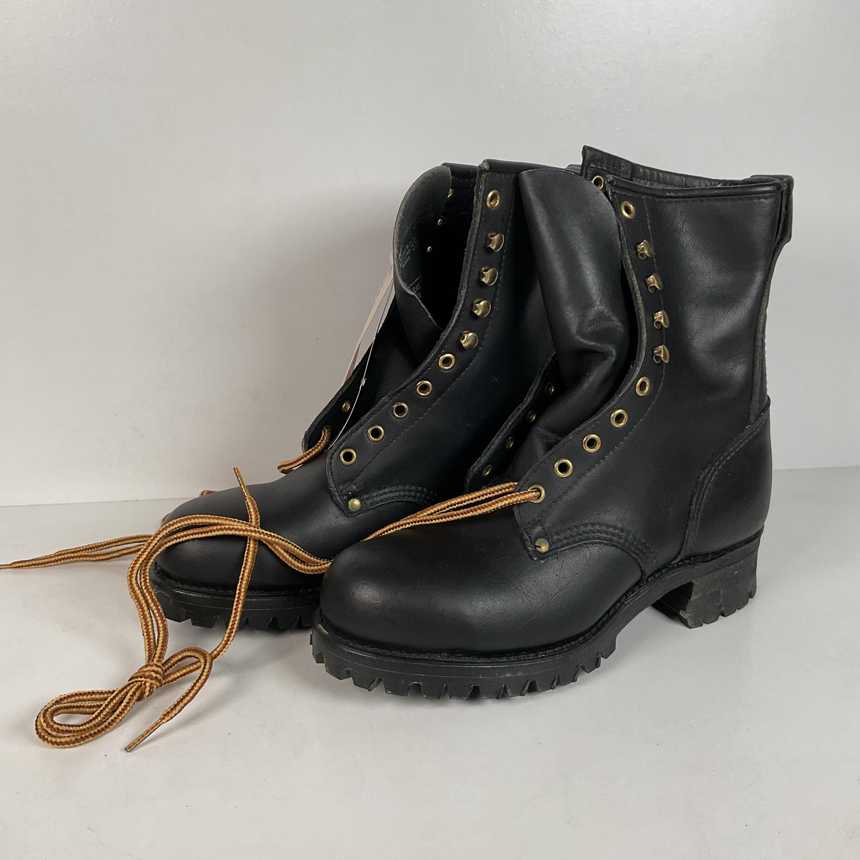 Vintage Mens Black Logger Boots - Etsy display picture 1