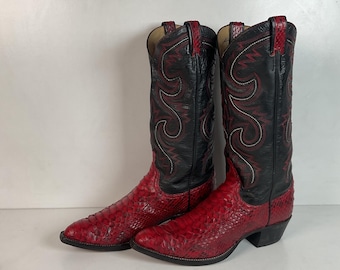 Double H 8.5 D cowboy leather snakeskin boots vintage men’s vintage_snakeskin_boots_mens_9  main image 4