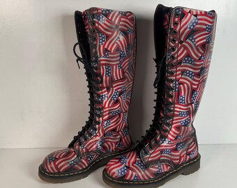 Vintage Dr. Marten American Flag Boots | 20 Eyelet | Independence Day | UK 6 | US Women’s 8