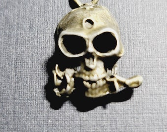 Bronze Skull and Rose Charm Lot of 12-Goth,Biker,wedding,Garter Charm,Pirate,