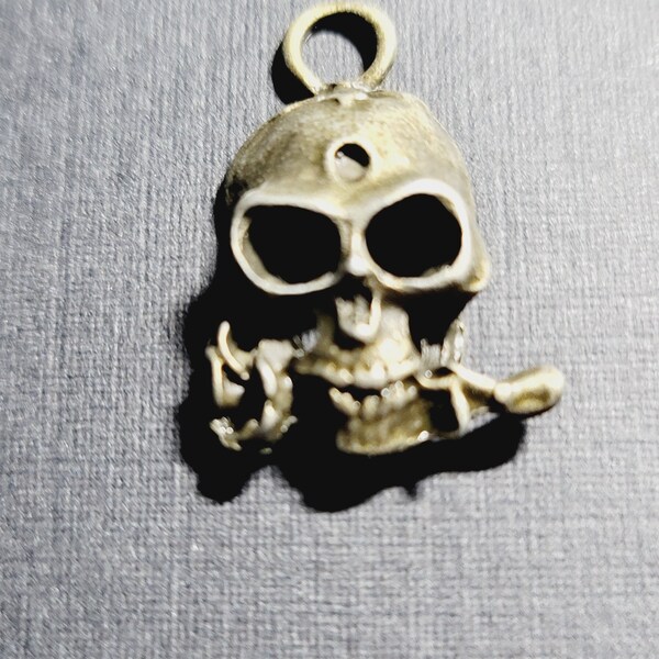 Bronze Skull and Rose Charm Lot of 12-Goth,Biker,wedding,Garter Charm,Pirate,