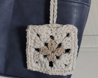 Neutral, Crocheted Granny Square Ear Bud Air Pod Pouch