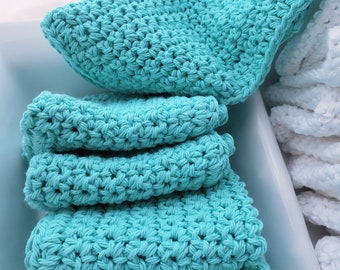 Set of 6 pure aqua dishcloths in cute bundles