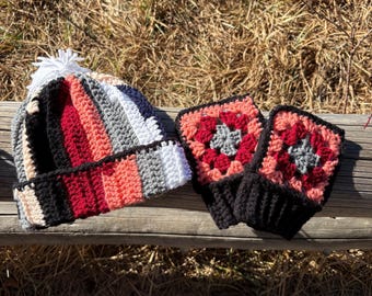 GLOVES AND BEANIE - warm aesthetic winter unique design