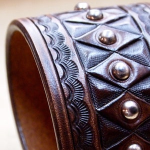 Leather Cuff Bracelet : Brown American Cowboy King. Vintage - Etsy