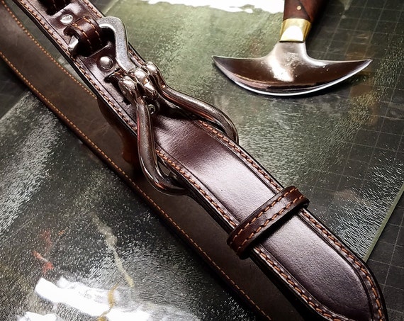 Brown Leather Horse Pick Belt Custom Made vintage look handmade for YOU in New York by Freddie Matara