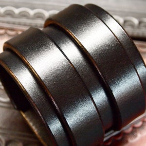 Black Leather cuff bracelet : Double strap rich black bridle Leather- made for YOU by Freddie Matara!
