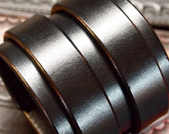 Black Leather cuff bracelet : Double strap rich black bridle Leather- made for YOU by Freddie Matara!