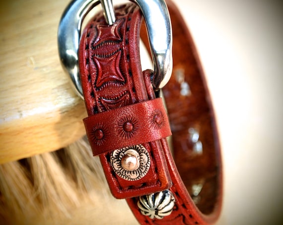 Red Leather bracelet cuff Lean and Sexy Cowboy western style wristband made for YOU in USA by Freddie Matara!