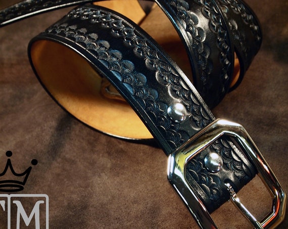 Leather Belt Custom Hand Tooled made in New York