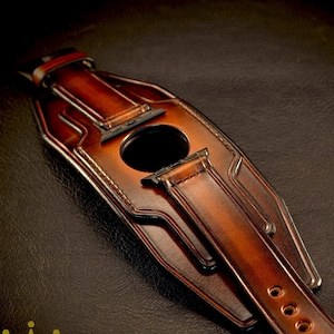 Apple Watch Leather cuff watchband : Apple watch Vintage layered rich brown style wristband. Custom Made for YOU in New York!