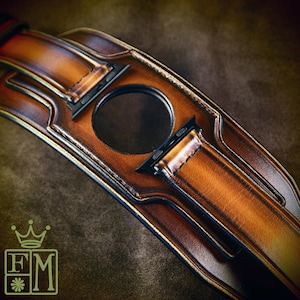 Vintage Sunburst Leather Apple Watch Band: Custom Cuff Wristband