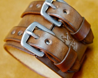 Brown Leather Cuff Bracelet: Vintage Style Watchband, USA Made