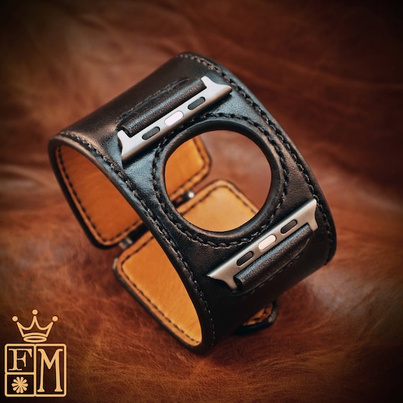 Leather Apple watch Watchband black Traditional American Elevated ROCKSTAR Bracelet made for YOU in New York by Freddie Matara