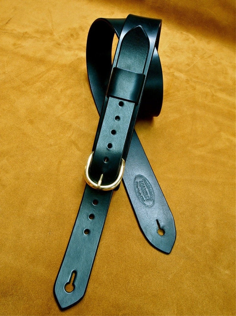 Leather Guitar Strap Black Bridle Leather Classic Vintage Etsy