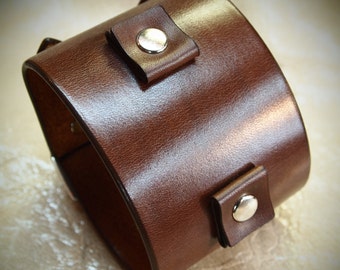 Brown Leather watch cuff : Best quality, Brown Depp style watchband bracelet. Hand Made in New York!