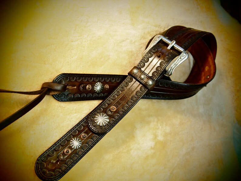 Leather Guitar Strap Dark Brown OUTLAW Cowboy Rockstar. Hand Etsy