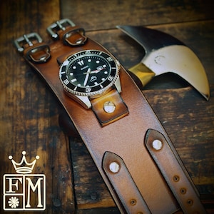 Men&#39;s Wrist Watch, Leather Watch, Leather Cuff Watch, steampunk watch, Bracelet Watch, Leather watch band, Brown watch for men. Made In NY!
