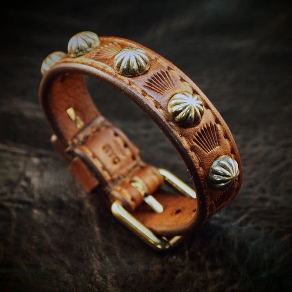 Leather bracelet cuff Brown Lean and Sexy Cowboy western style made for YOU in Brooklyn USA!