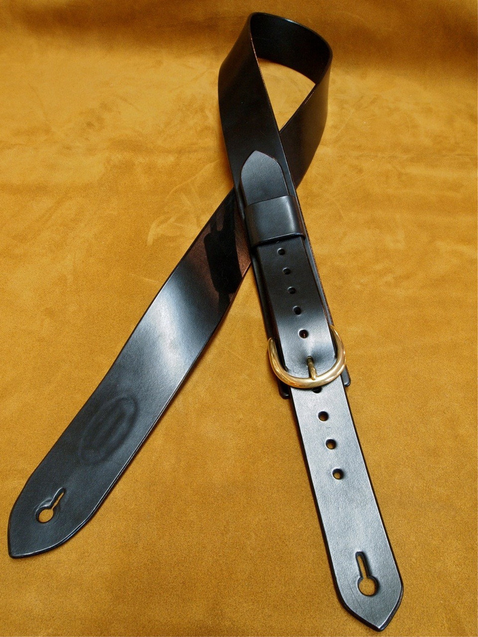 Leather Guitar Strap Black Bridle Leather Classic Vintage Etsy Canada