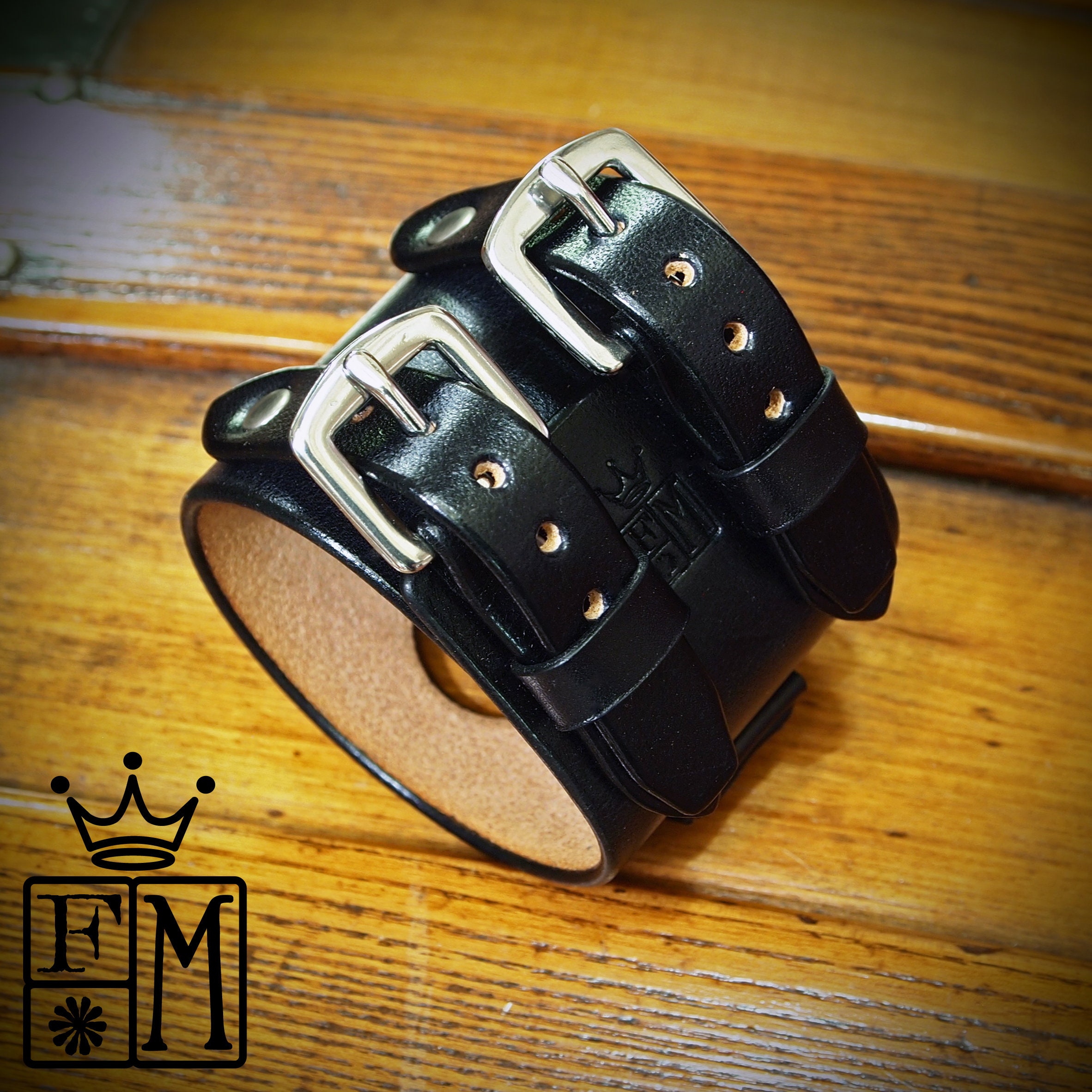 Black Leather Apple Watch Cuff: Vintage Style Bracelet - Etsy