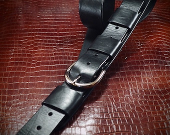 Leather Guitar Strap Black bridle leather Classic Vintage rocker strap Strong and clean Handmade for YOU in USA by Freddie Matara!