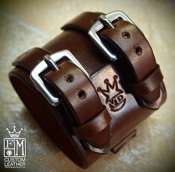 Leather wrist cuff Best quality Brown Depp style bracelet Made for You in USA by Freddie Matara